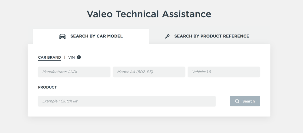 Picture of Valeo’s Tech @ssist:Partfinder interface